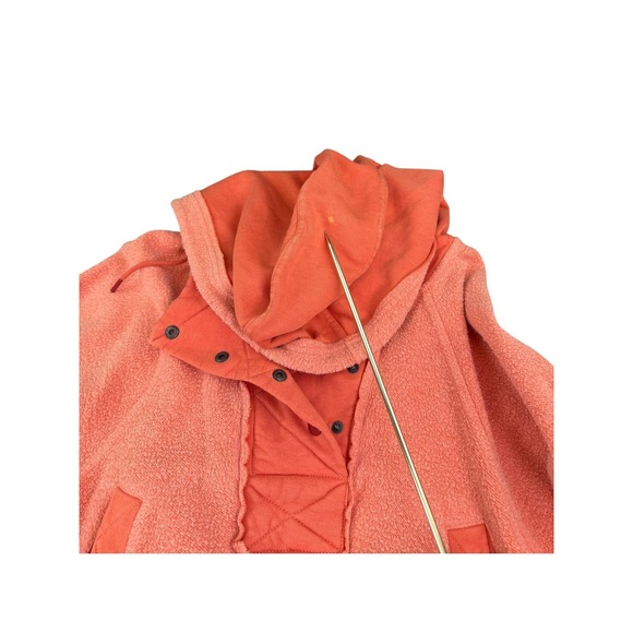 Free People We The Free Hoodie Womens Small Orange Snap Henley Pullover Pockets - Picture 9 of 9